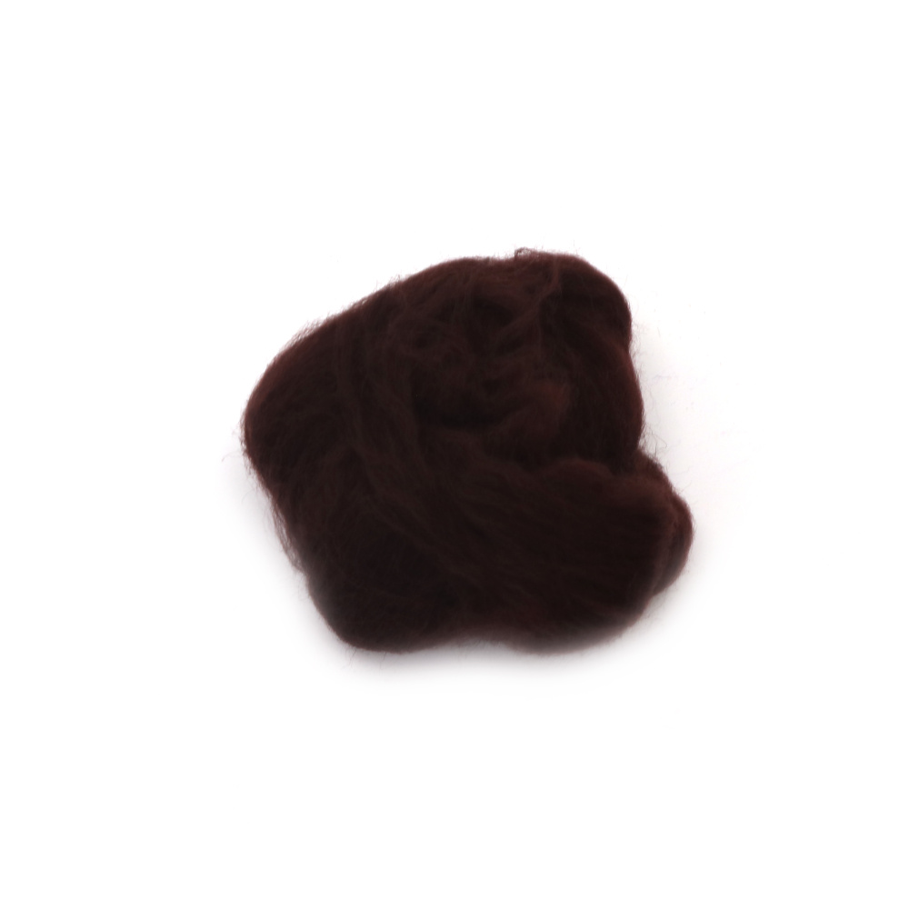 100% MERINO Felting Wool,   66S-21 Micron / Color: Dark Brown - 4~5 grams