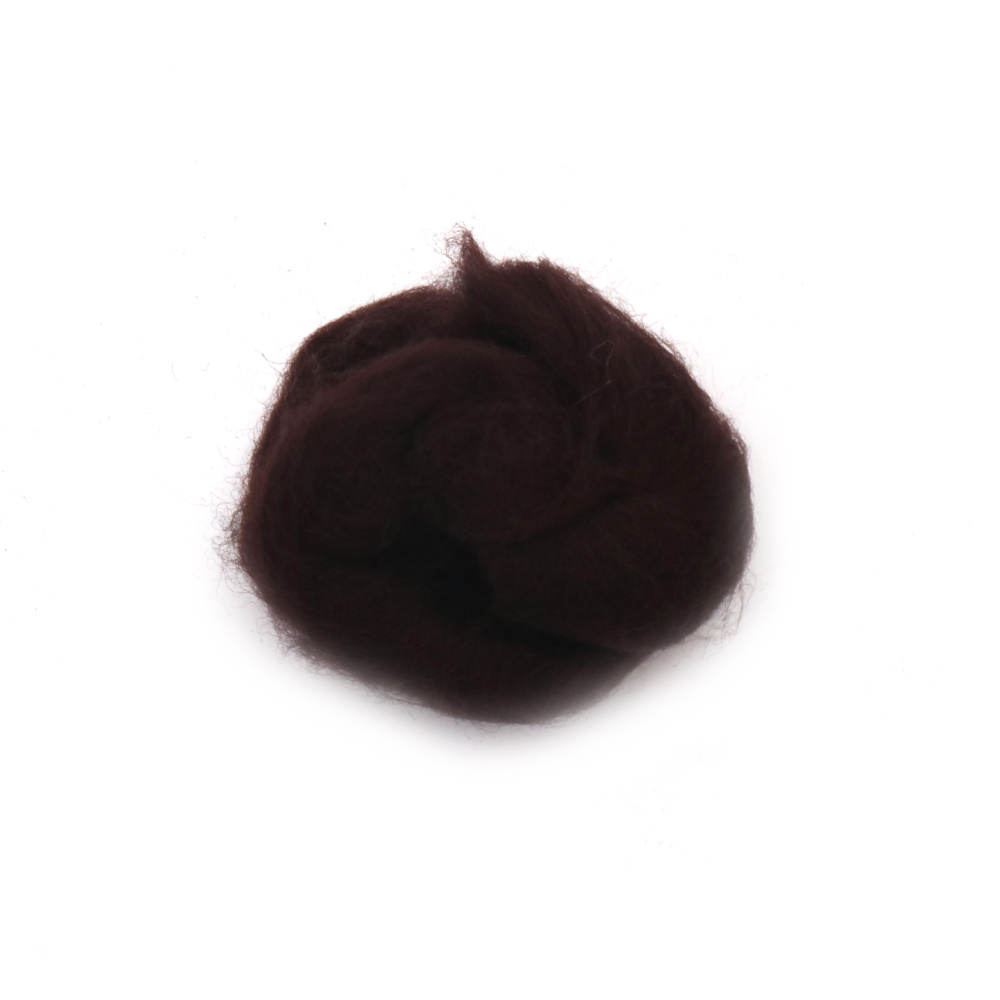100% MERINO Felting Wool, 66S-21 Micron / Color: Black-Brown - 4~5 grams