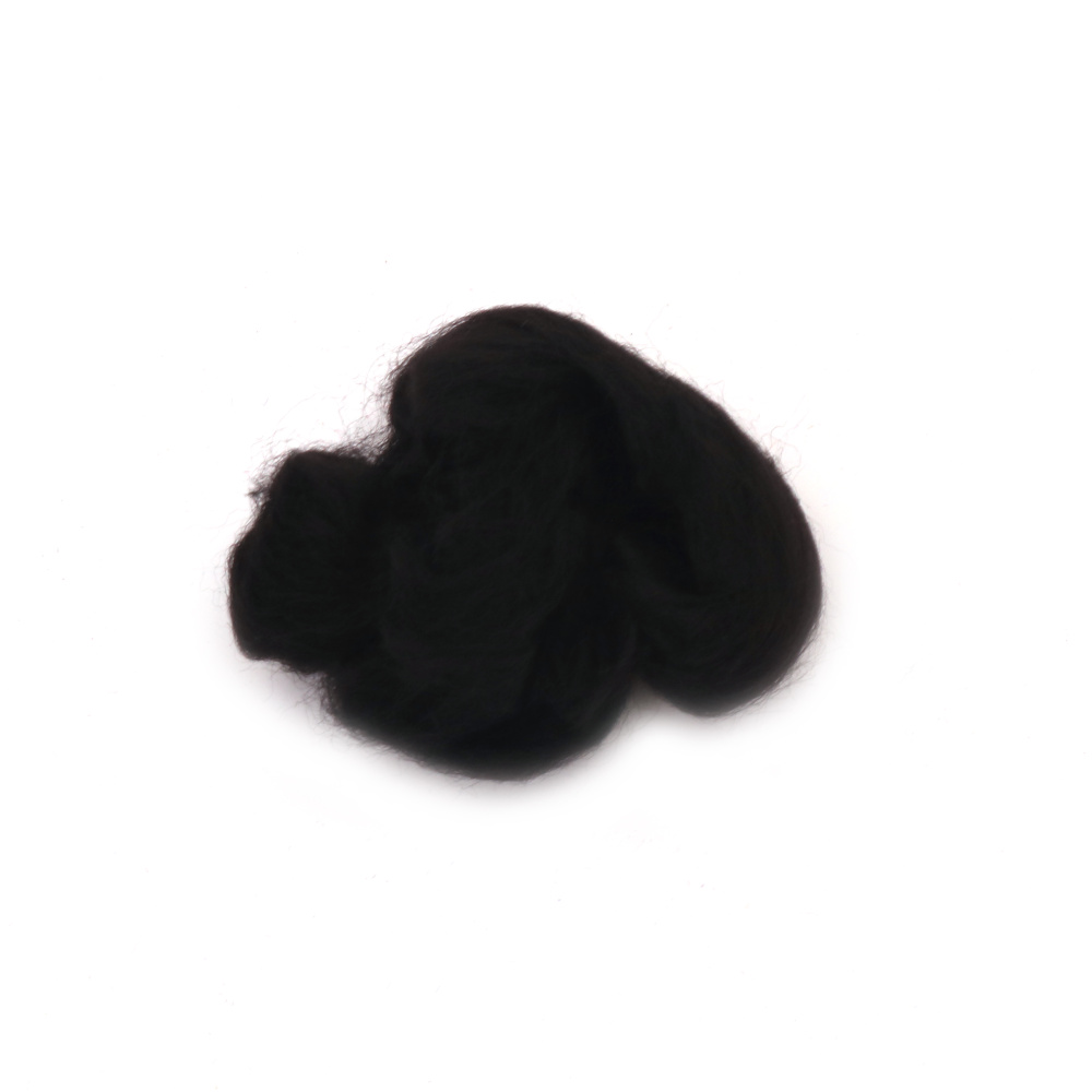 100% MERINO Felting Wool, 66S-21 Micron / Color: Black - 4~5 grams