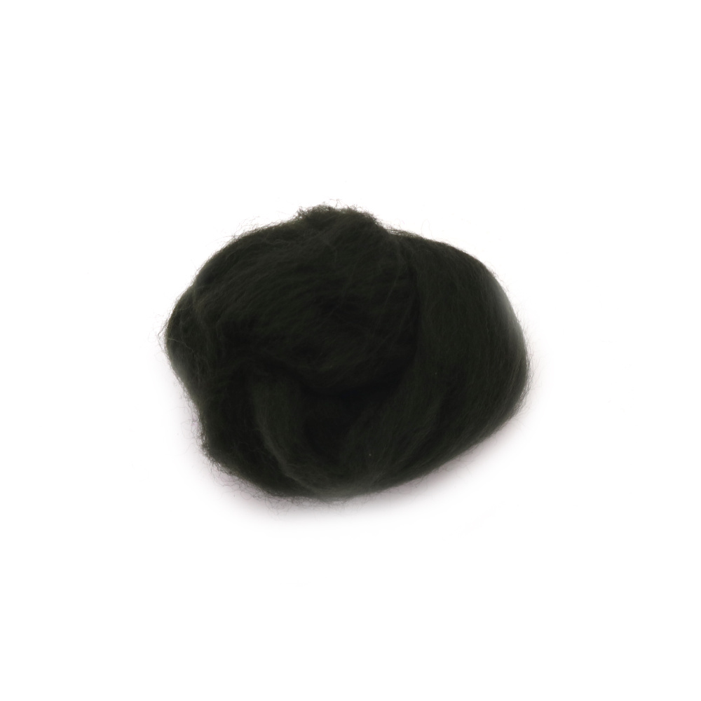 100% MERINO Felting Wool, 66S-21 Micron / Color: Dark Forest - 4~5 grams
