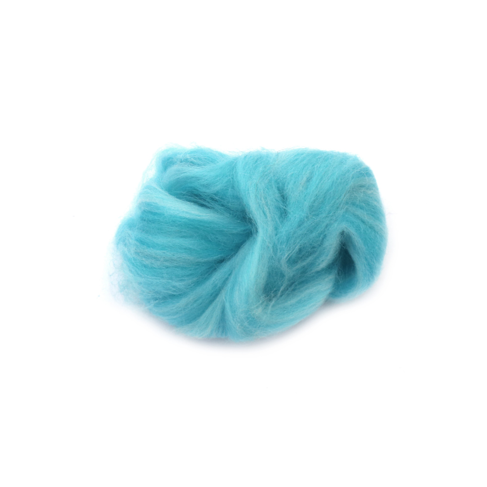 Wool for Felting, 100% MERINO, 66S-21 micron, color Light Blue Melange -4~5 grams