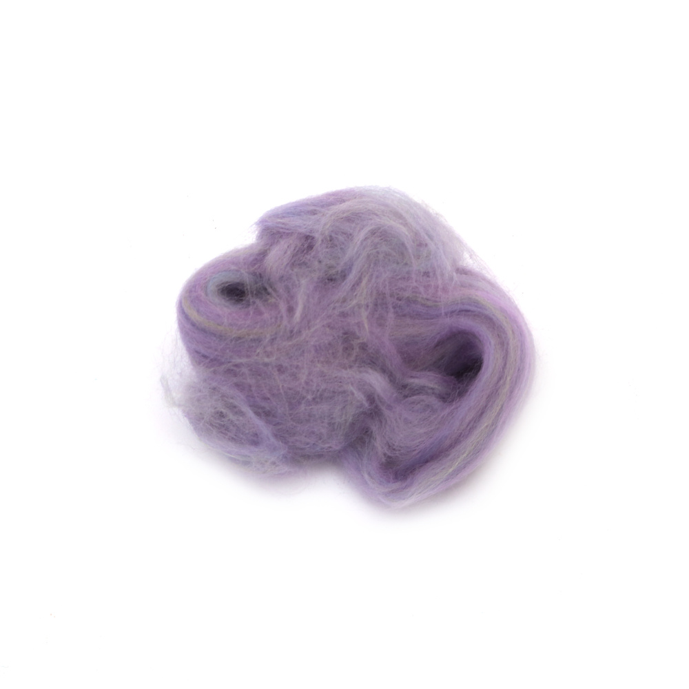 100% MERINO Wool for Felting, 66S-21 micron color Baby Purple Melange -4~5 grams