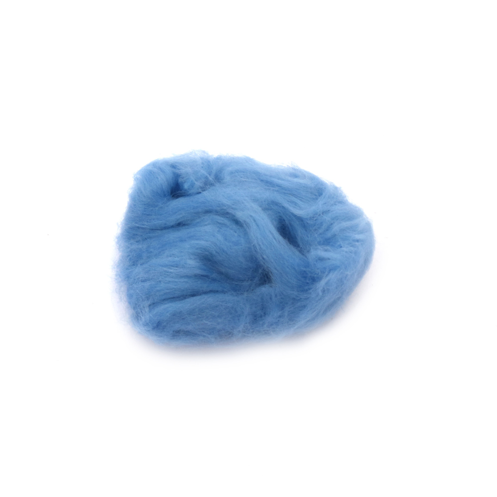 100% MERINO Felting Wool,  66S-21 micron / Color: Baby Blue - 4~5 grams
