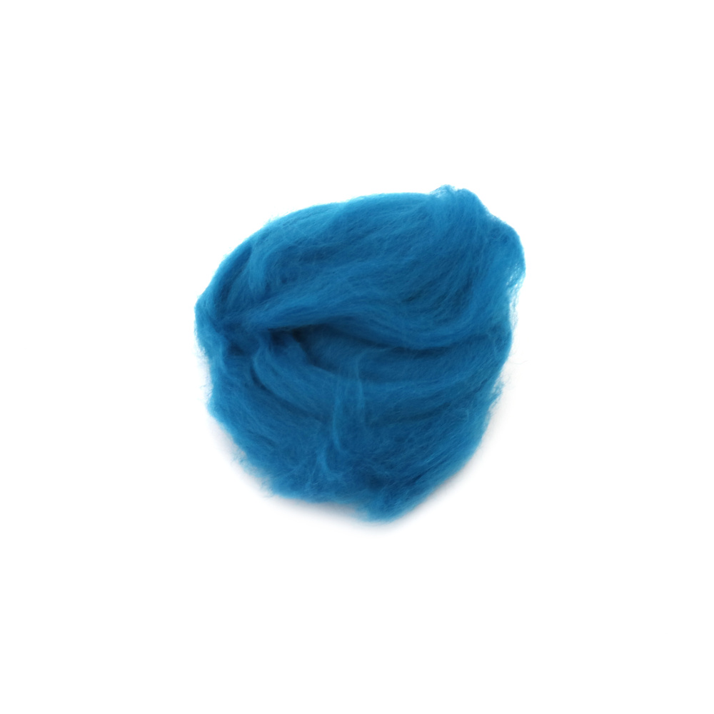100% MERINO Felting Wool,  66S-21 micron / Azure Blue - 4~5 grams