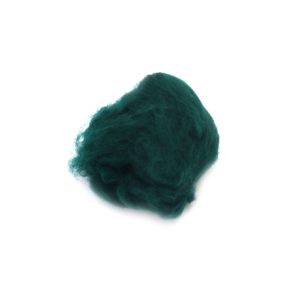 100% MERINO Felting Wool,    66S-21 micron / Color: Dark Emerald - 4~5 grams