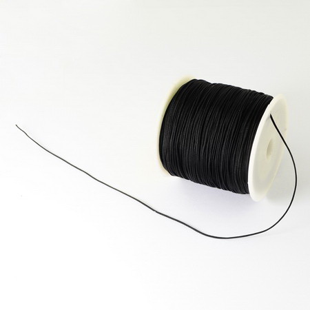 Polyester Cord for Macrame Jewelry, Weaving, Craft Projects / 1 mm / Black ~90 meters