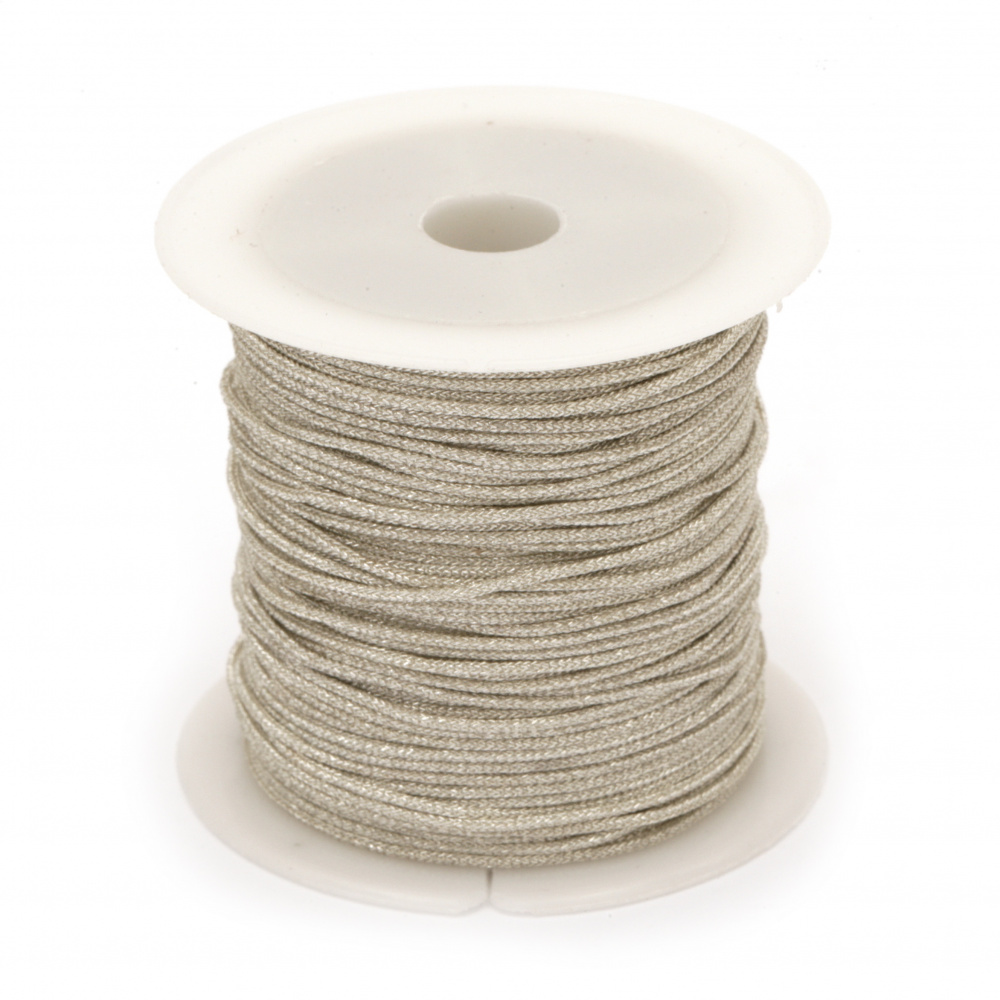 Cord polyester 1 mm with lame solid white -10 meters