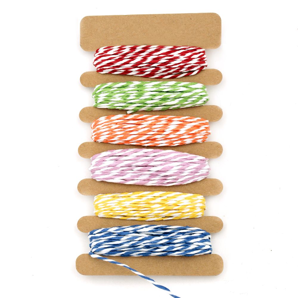 Paper cord 2 mm double color - 6 colors 5 meters