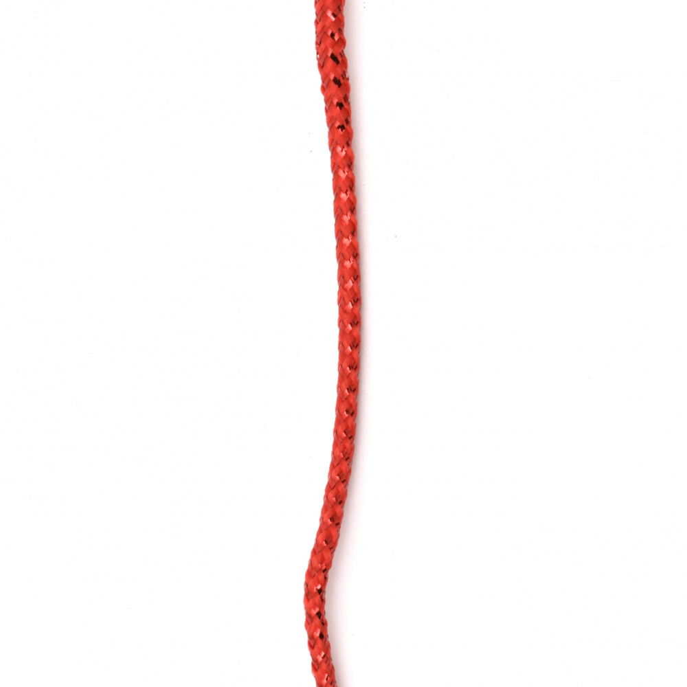 Cord polyester 4 mm red with lame ~ 5 meters