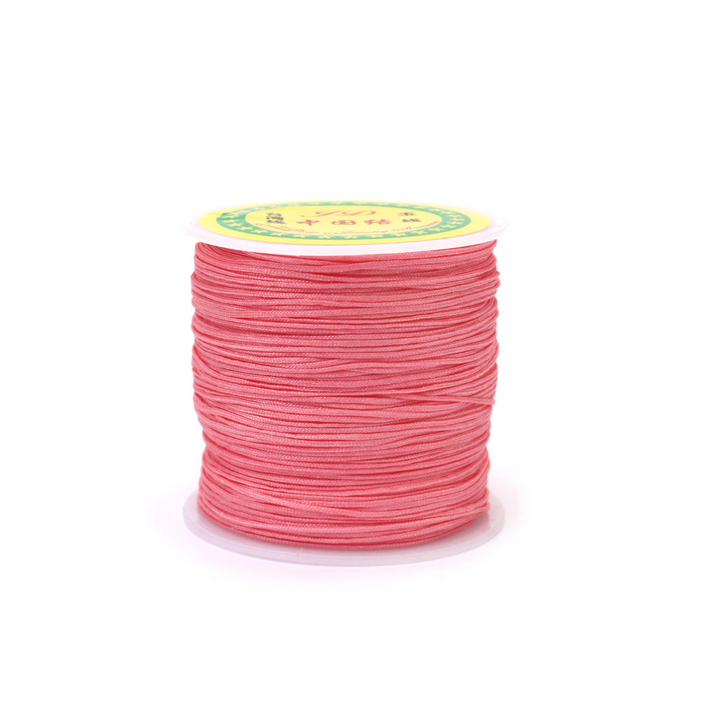 Poliészter zsinór 0,8 mm, flamingó rózsaszín, ~80 méter
