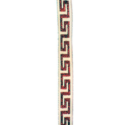 Lenta de 11 mm în alb și roșu în zig-zag cu două fețe