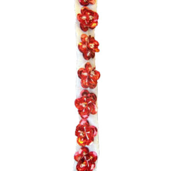 Braid 8 mm sequins-flower red-1 meter