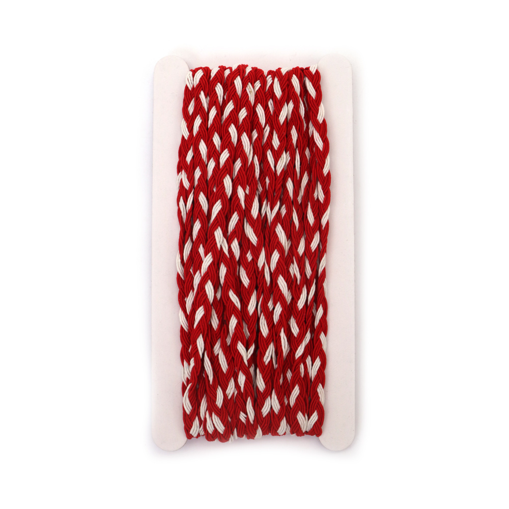 Ширит 8 мм плитка бяло и червено -10 метра