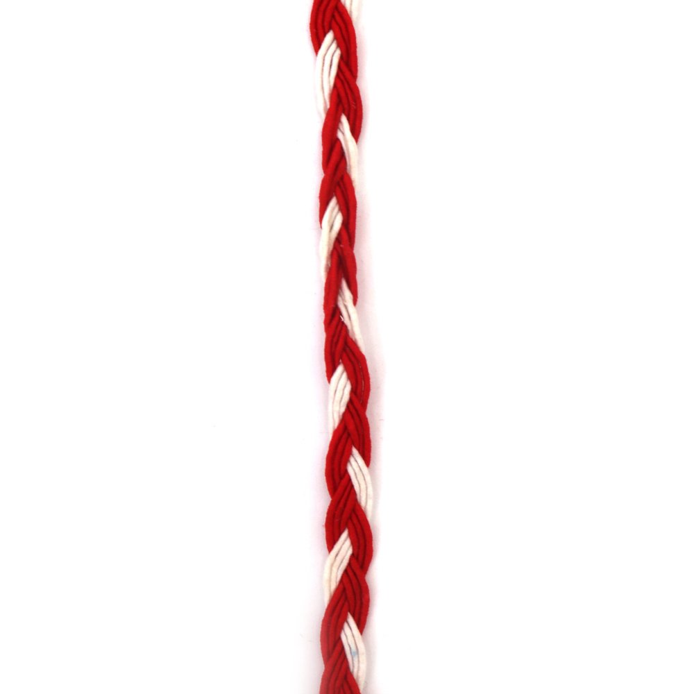 Ширит 8 мм плитка бяло и червено -10 метра