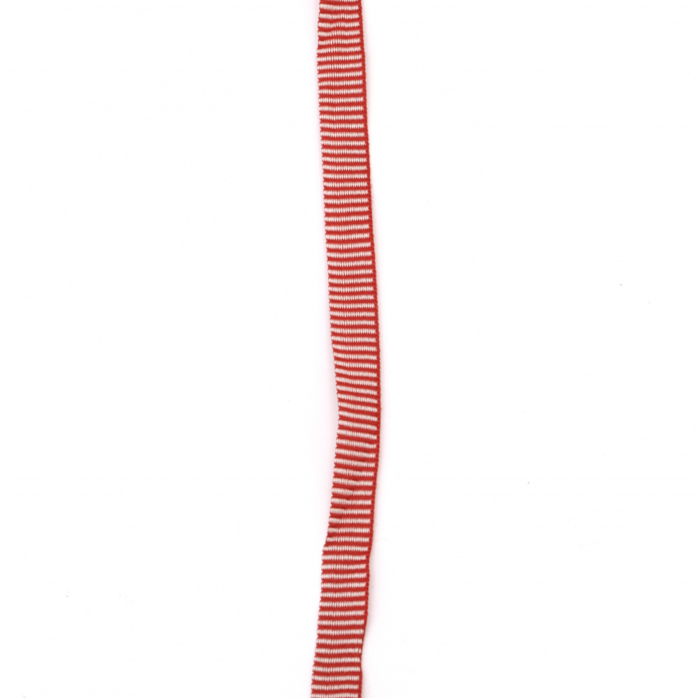 Κορδέλα ριγέ 10 mm λευκό κόκκινο -5 μέτρα