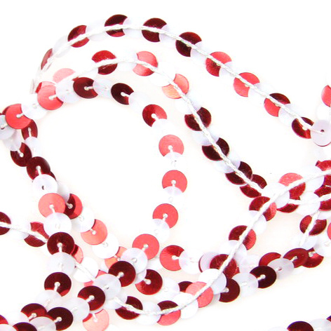 Braid Sequins 6 mm white and red