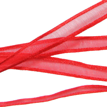 Organza ribbon and satin 10 mm red -10 meters