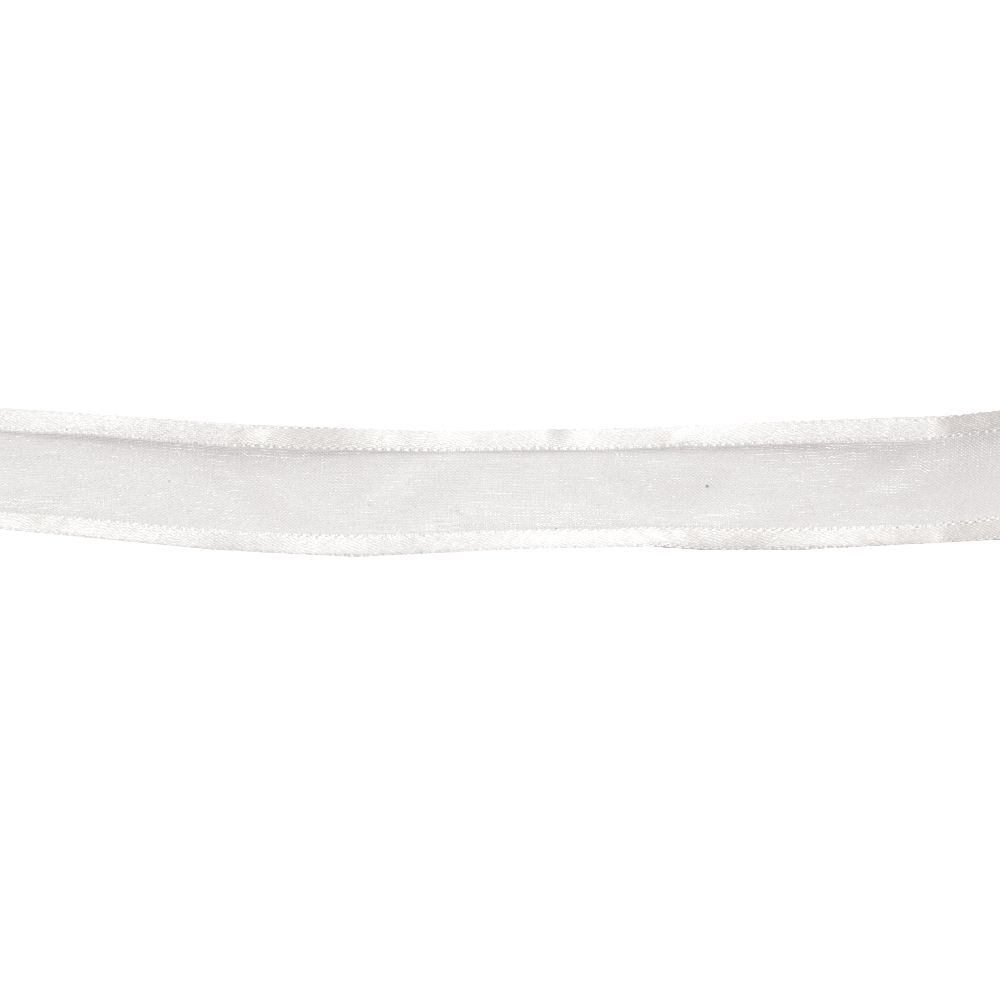 Κορδέλα οργάντζα και σατέν 18 mm λευκό -10 μέτρα