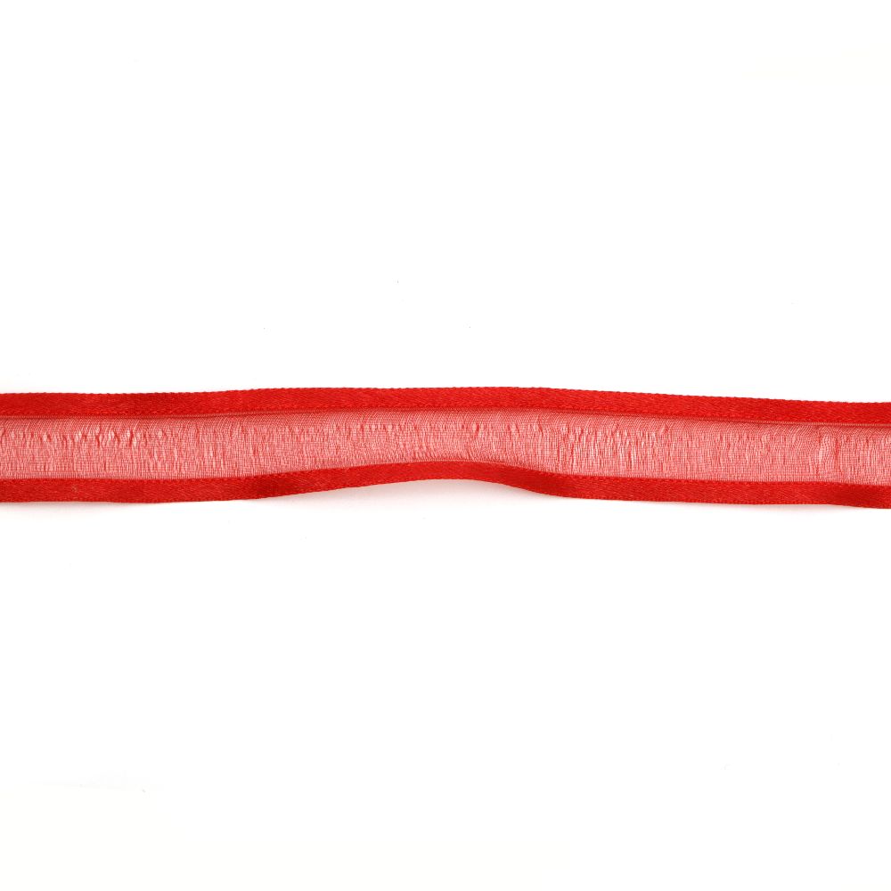 Κορδέλα οργάντζα και σατέν 18 mm κόκκινο -10 μέτρα