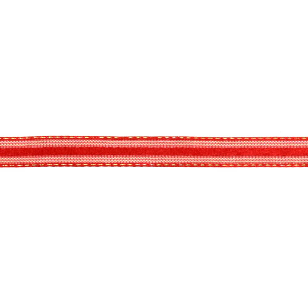 Lenta organza și satin de 11 mm roșu cu arc șchiop -10 metri
