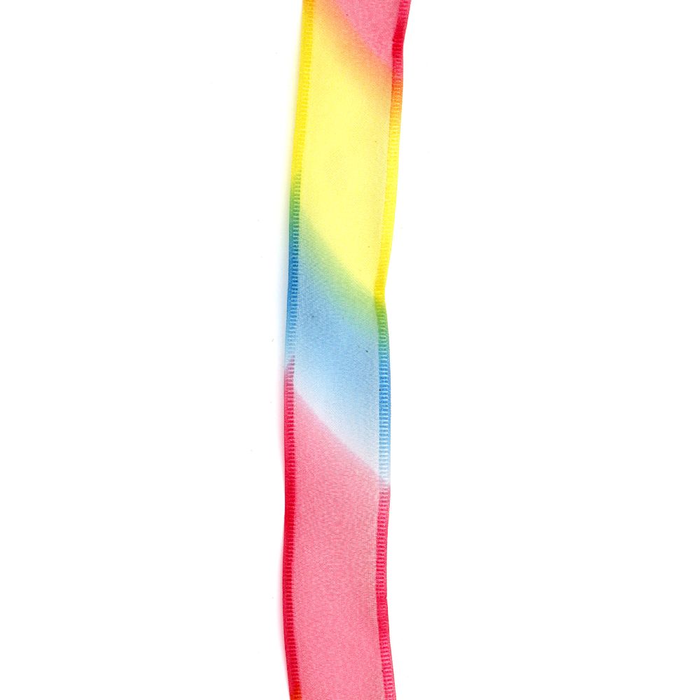 Organza ribbon 25 mm multicolored -5 meters