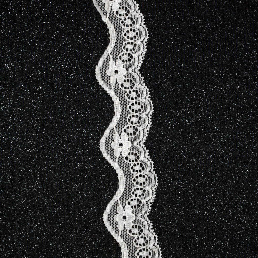 Δαντέλα κορδέλα ελαστική 30 mm λευκό - 1 m