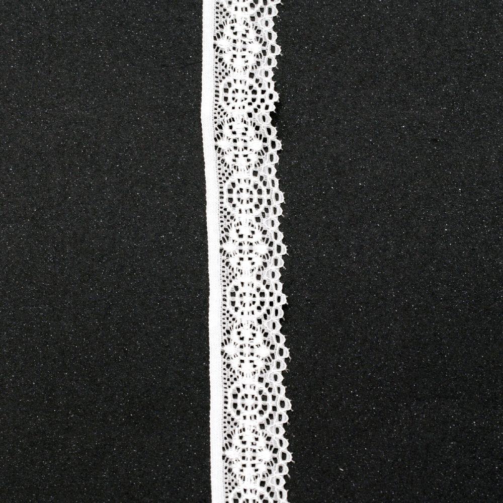 Дантелена лента еластична 25 мм бяла - 1 метра