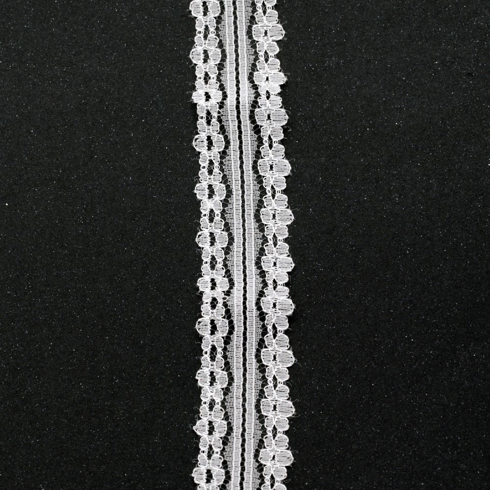 Δαντέλα κορδέλα 30 mm λευκό - 1 m