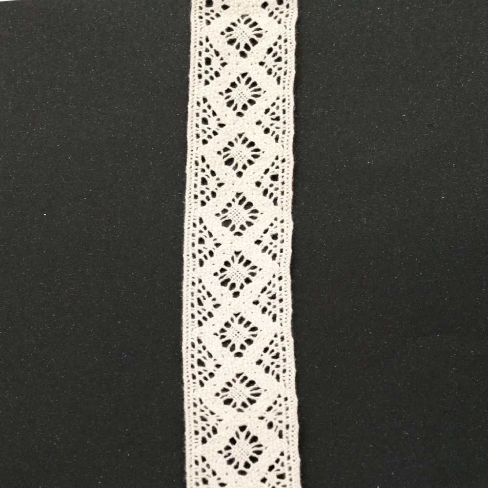 Лента дантела памук 40 мм бежова - 1 метра
