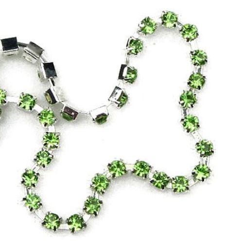 Rhinestone Chain, Glass Beads, Sewing, Jewelry Making, Grade A green 1 quality -3.3 mm -1 meter