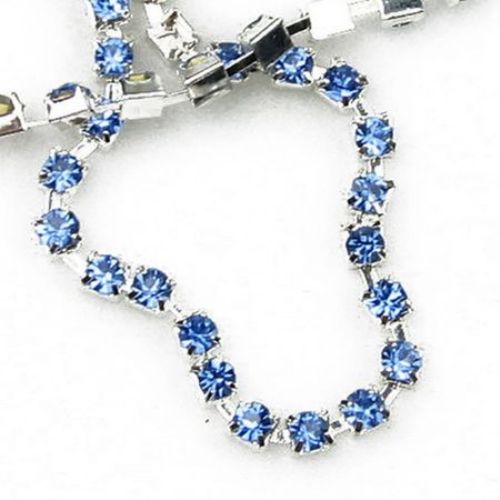 Metal Rhinestone Chain, Glass Beads, Sewing, Jewelry Making, Grade A blue 1 quality -3.3 mm -1 meter