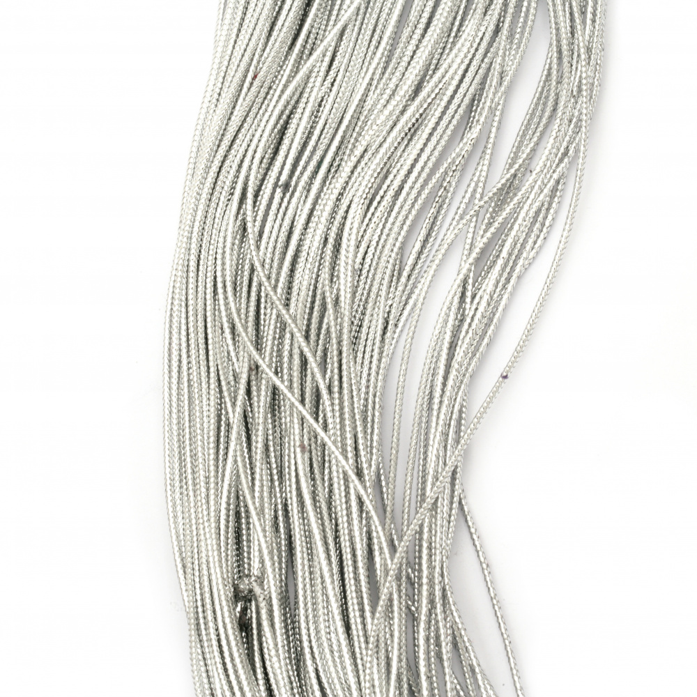 Knitted Metallic Cord, Jewelry Making, DIY  2 mm silver ~ 100 meters