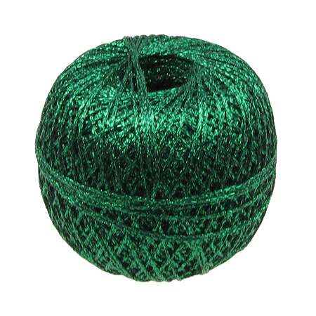 Braided Metallic Cord, Gift Wrapping, Decoration, 10% Polyamide 50 grams green -350 meters