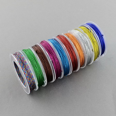 Braided Metallic Cord, Gift Wrap Craft String 1 mm ASORTED Colors ~ 10 meters