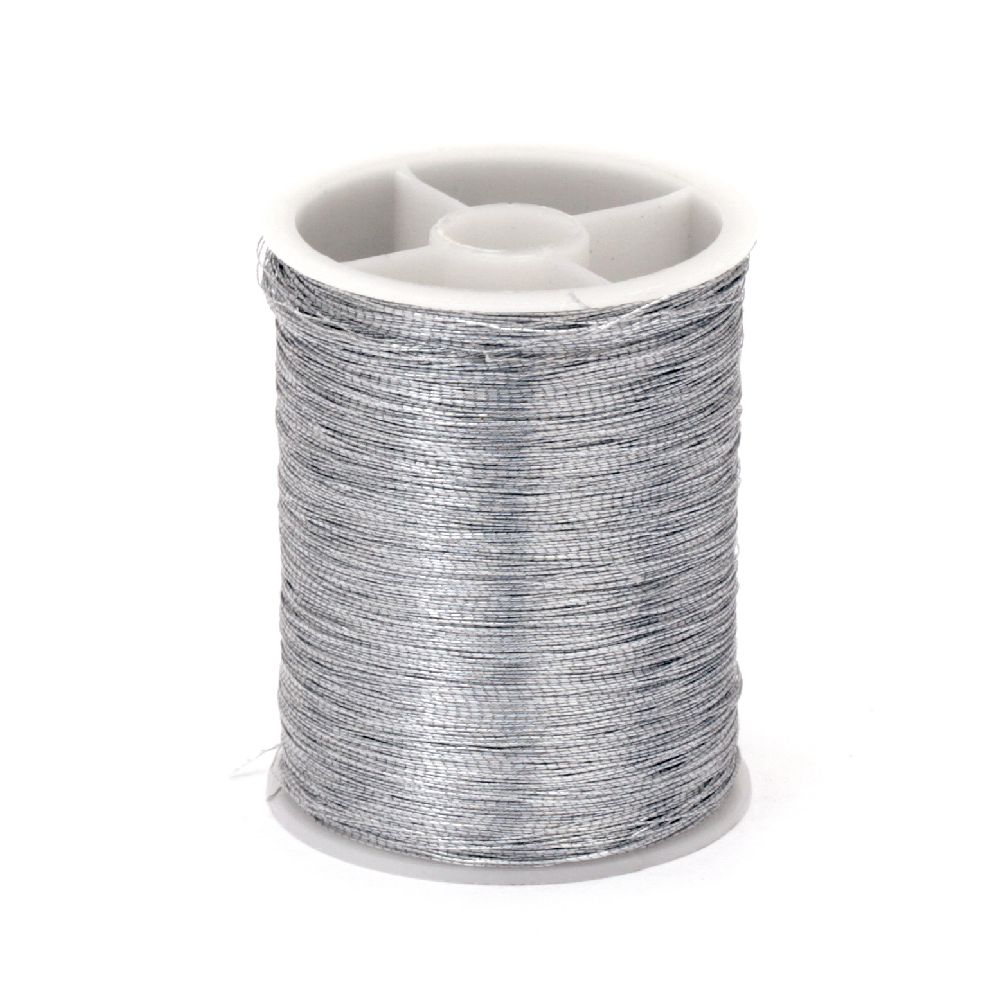 Ламе плетено цвят сребро 0.1 мм ~55 метра