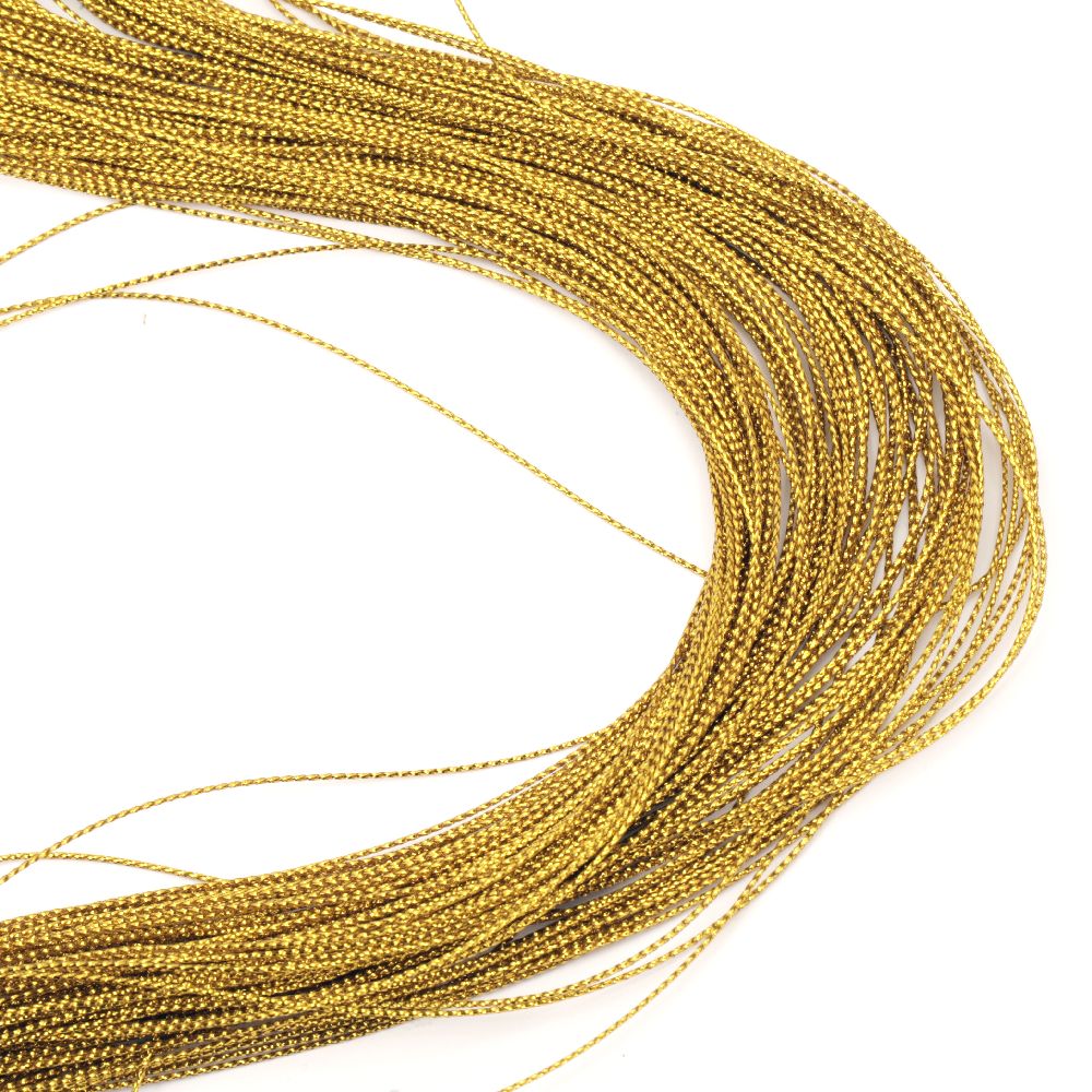 Braided Metallic Cord, Gift Wrap Craft String 1mm gold -100m