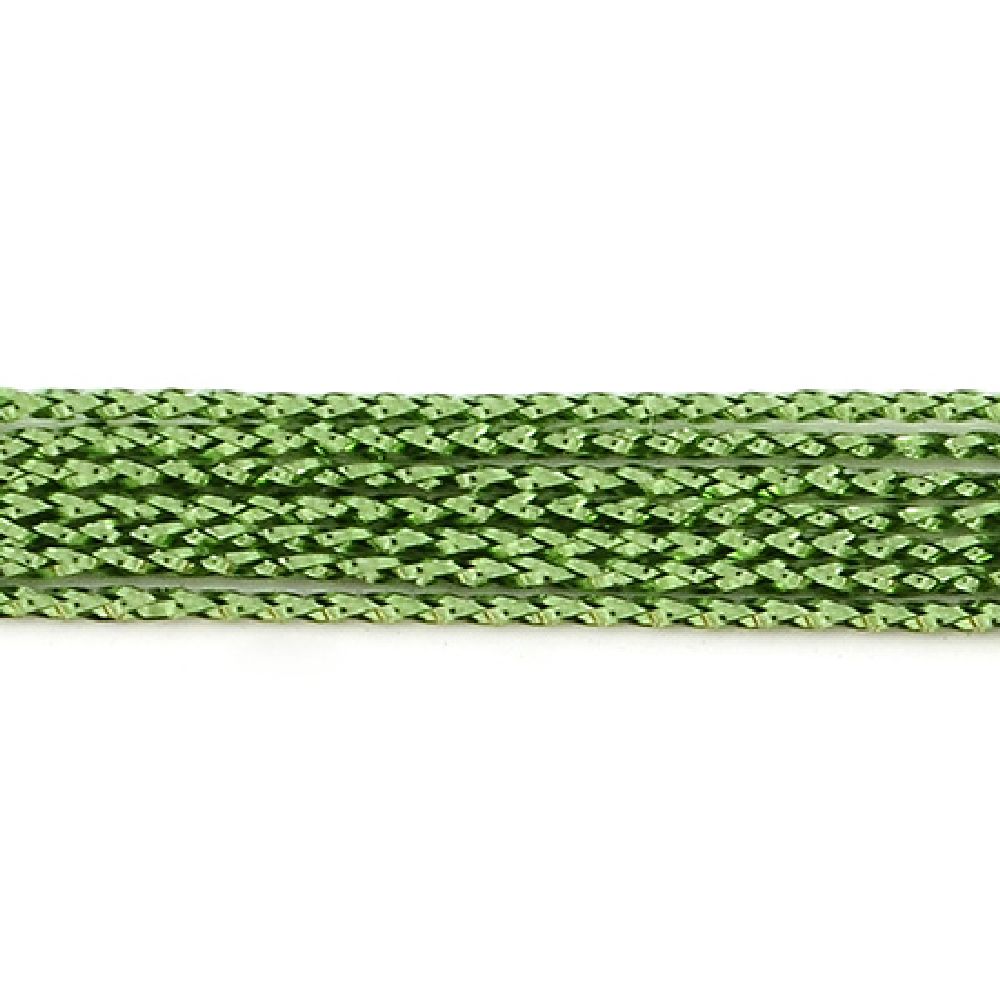 Braided Metallic Cord, Gift Wrap Craft String  1.5 mm green ~ 100 meters