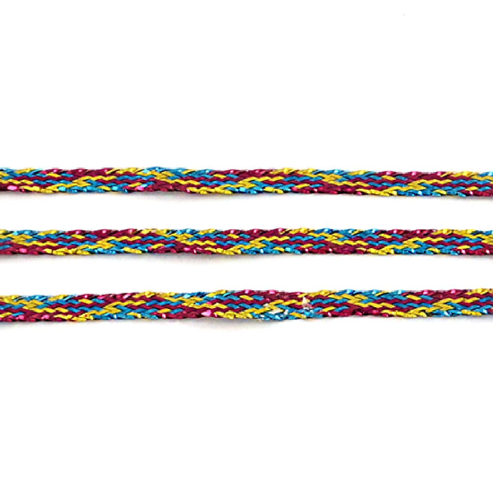 Ламе плетено 3 мм плоско цветно ~100 метра
