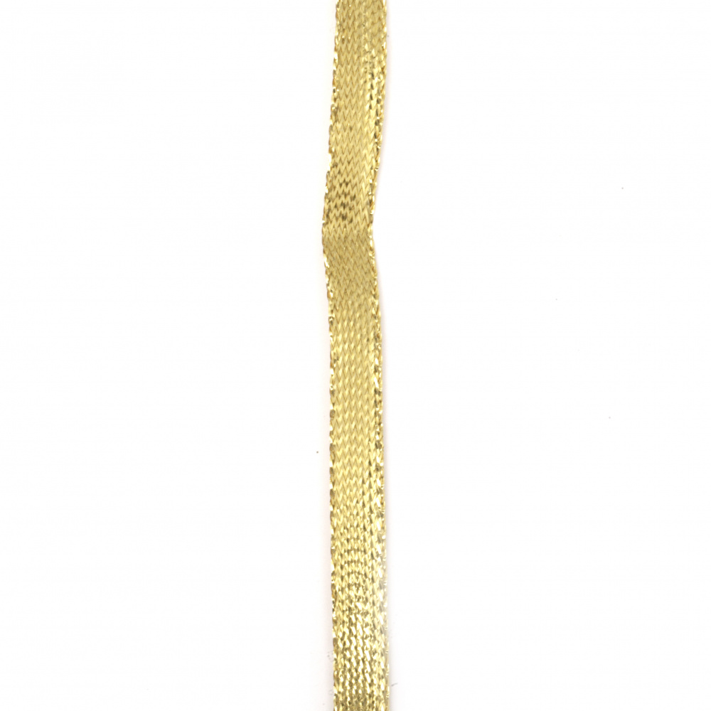 Braided Metallic Cord, Gift Wrap Craft String 8 mm flat gold -5 meters