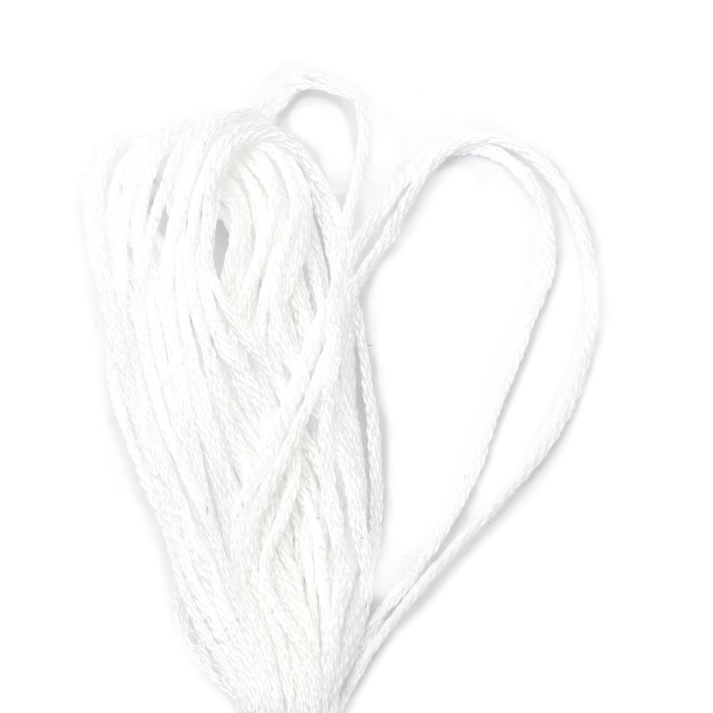 Cotton Cords, Embroidery, Jewelry Making 6 threads ~ 8 meters WHITE