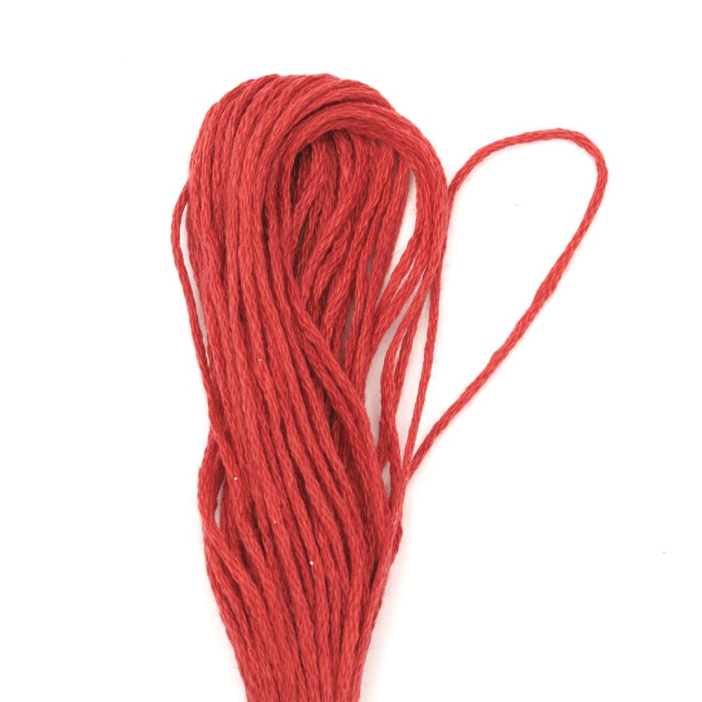 Cotton Cords, Embroidery, Jewelry Making 6 threads ~ 8 meters RED