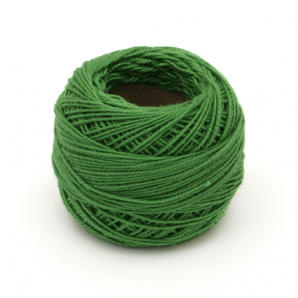 Cotton Thread, Jewelry Making, Art  end №8 green -10 grams ~ 85 meters