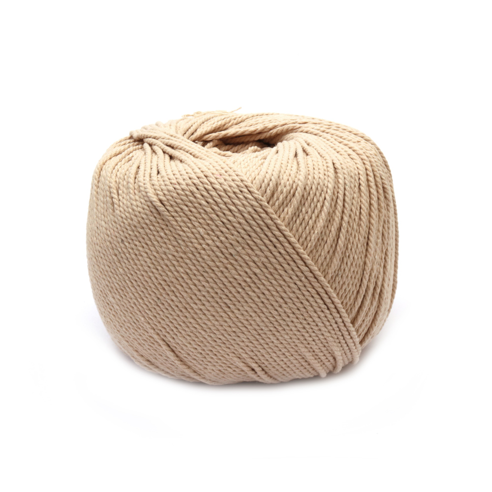 Cotton Cord for Hand Crafted Art / 3 mm / Beige - 1 kg ~ 400 meters