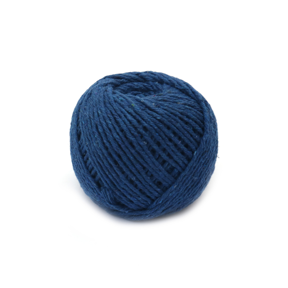 Twisted Cotton Cord 1.5 mm, Blue - 50 grams