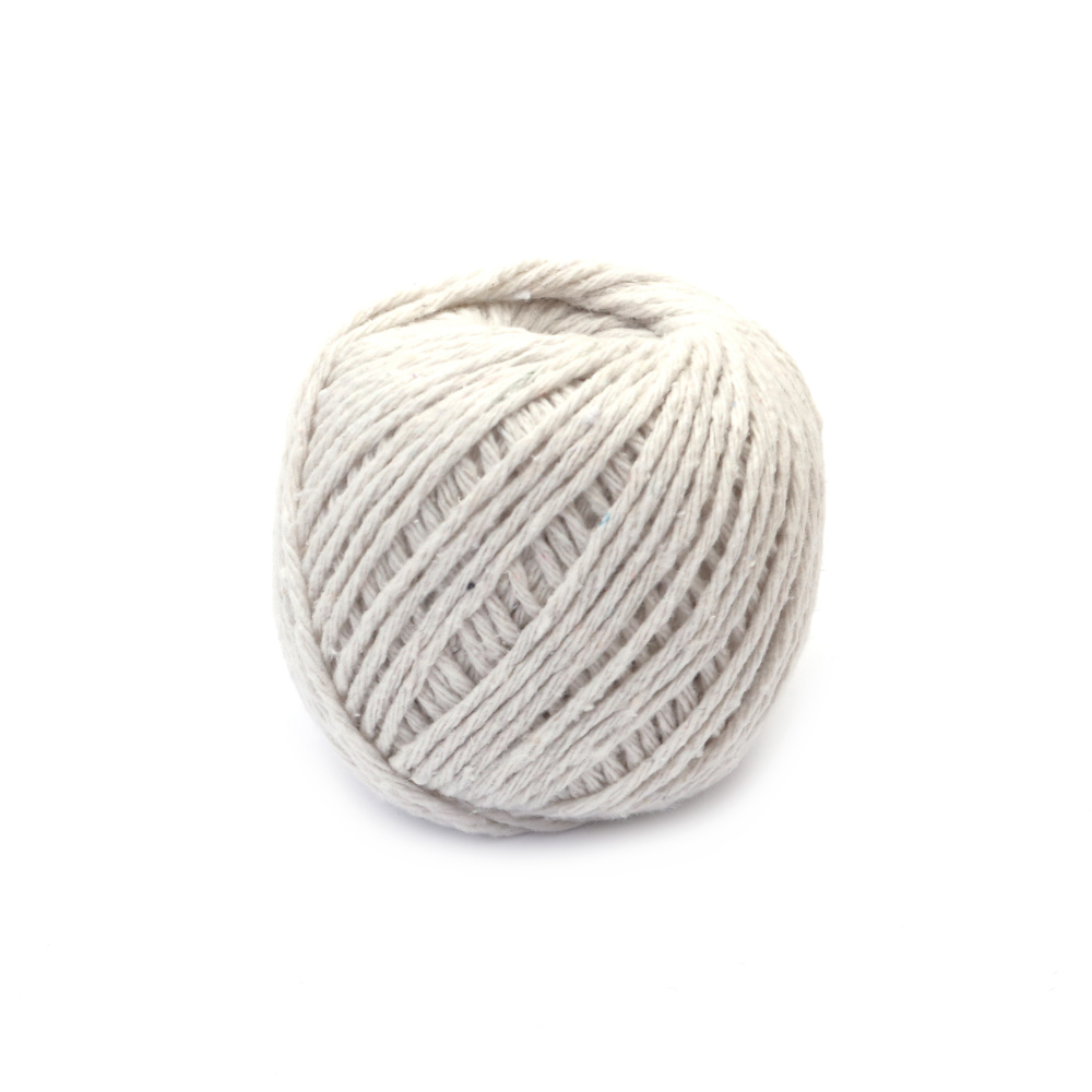 Twisted Cotton Cord 1.5 mm, White - 50 grams