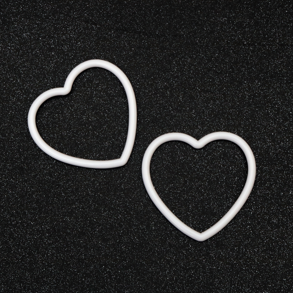 Plastic Heart for Decoration / 14 cm / White - 2 pieces