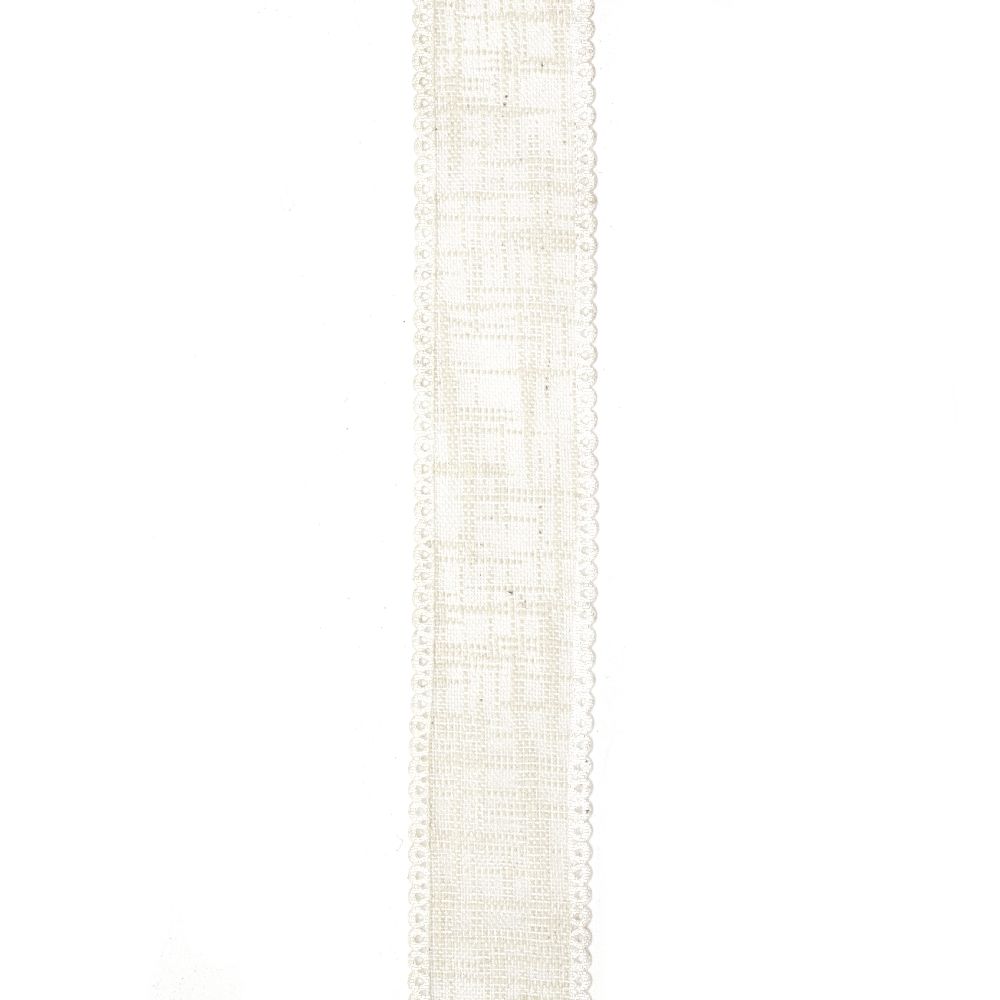 Κορδέλα σατέν και λινάτσα 23 mm κρεμ -2 μέτρα