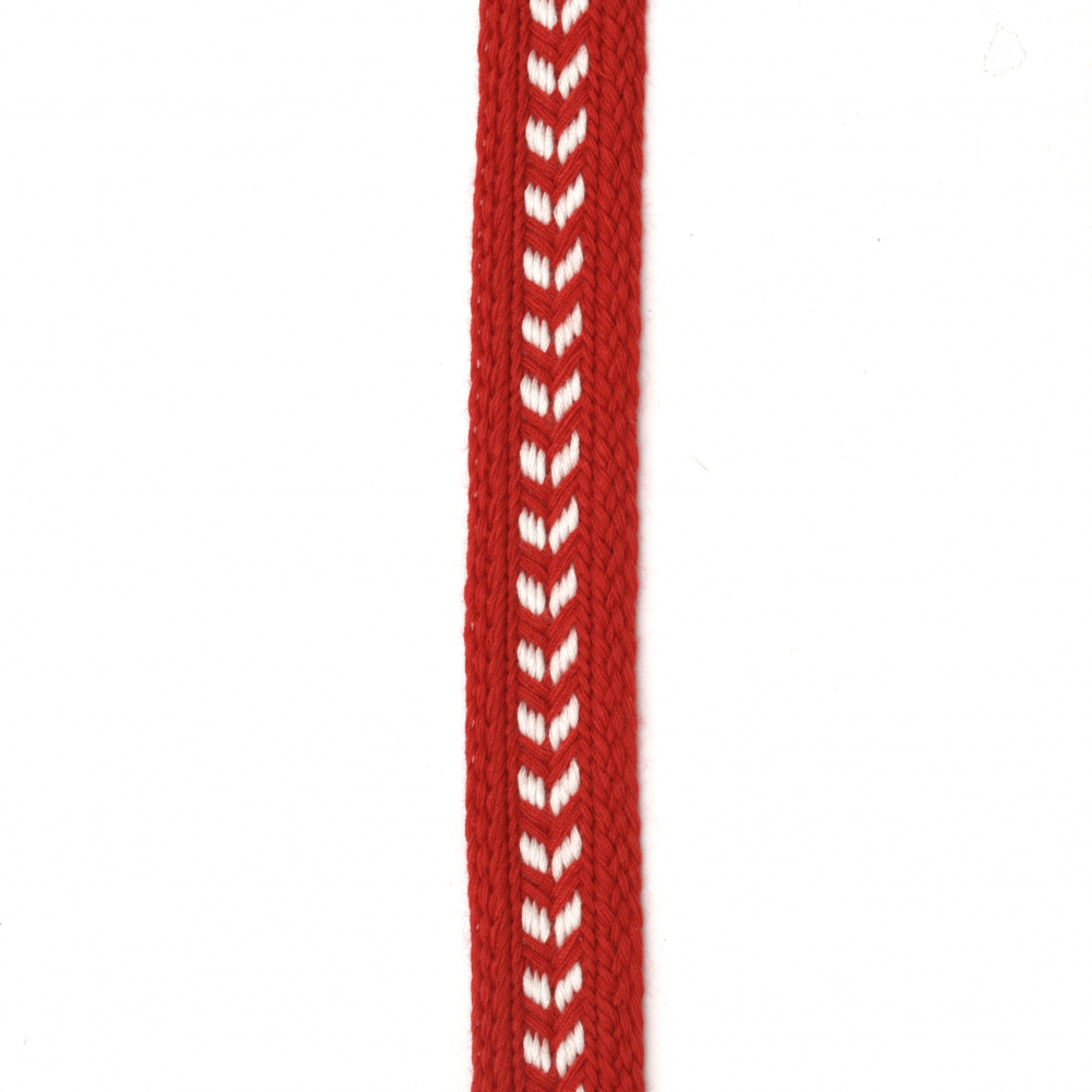 Traditional Knitted Cotton Trim for DIY MARTENITSAS /  20 mm / Red with White - 1 meter