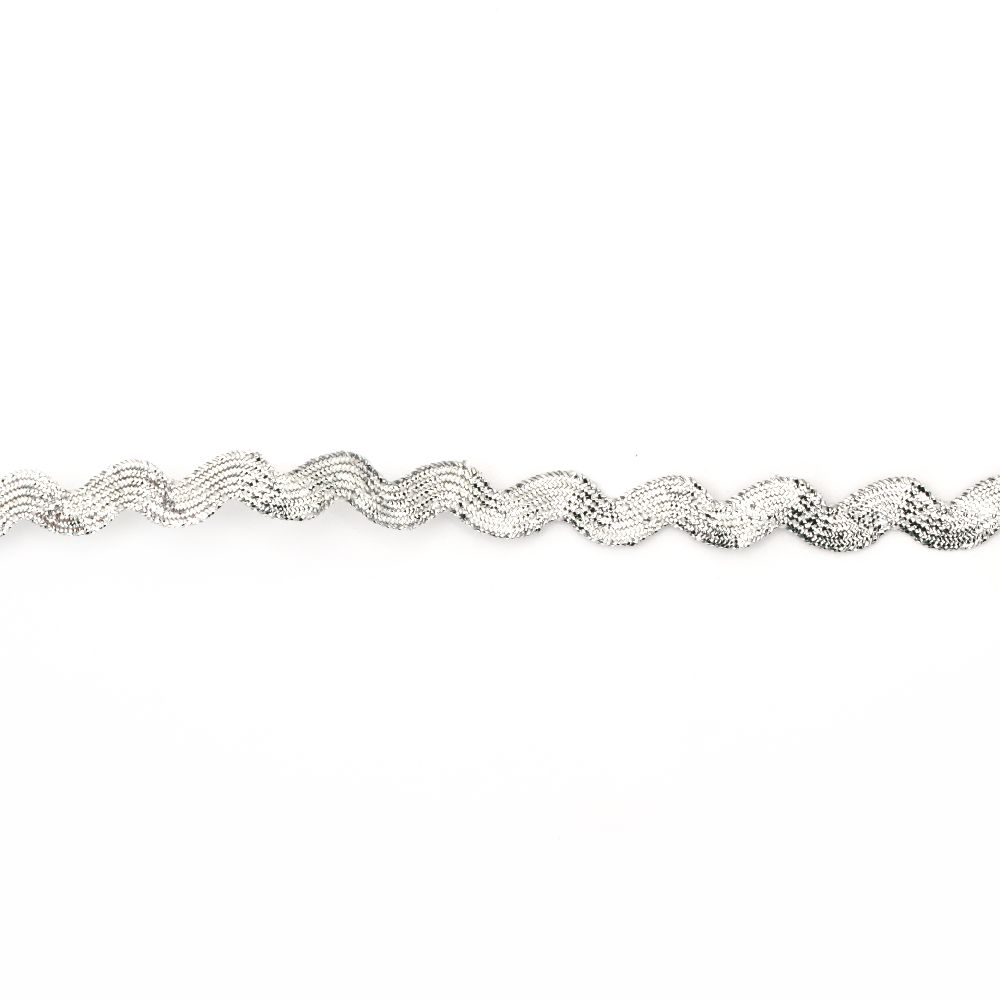 Shiny Silver Lame Edging / Width: 5 mm / Wavy Design - 4.5 meters
