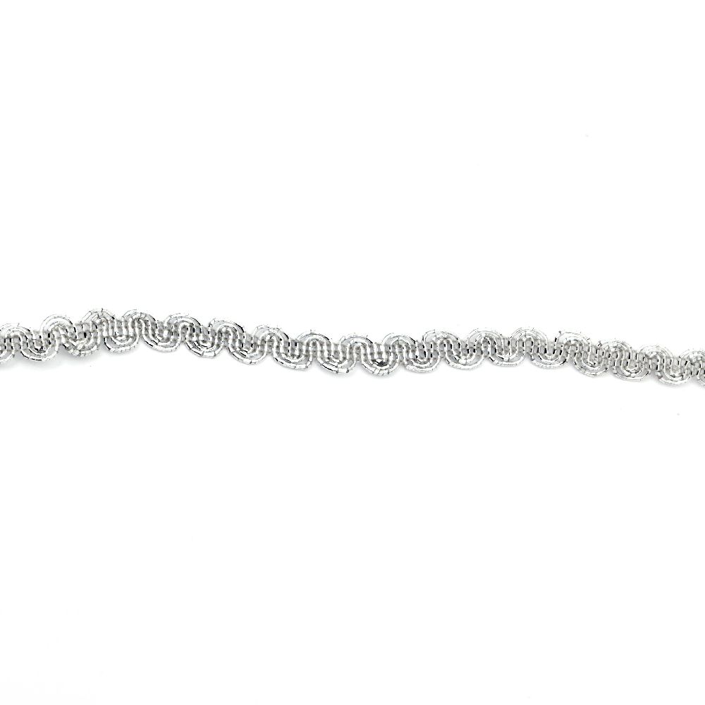 Silver Lame Ric-Rac Ribbon 8 mm ~43 meters
